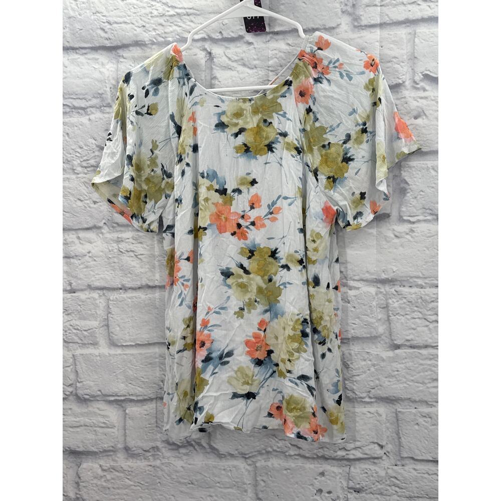 PaperMoon Floral Floral Flutter Sleeve Blouse Small